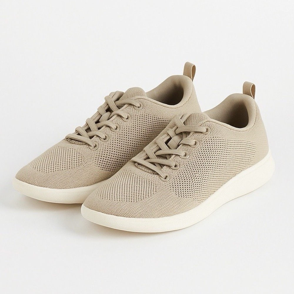 George Knit Sneakers Tan Beige Low Top Lace Up Walking Shoes 8.5‎ Normcore